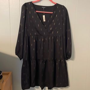 Madewell black and metallic gold dress
